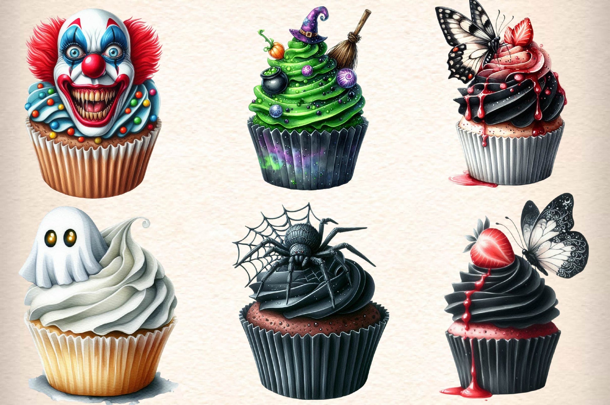 Scary Halloween Cupcake Clipart Bundle - CraftNest - Digital Crafting and Art