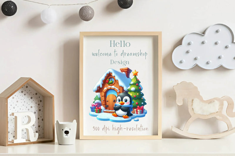 Christmas Funny Penguin House Clipart Bundle - CraftNest - Digital Crafting and Art