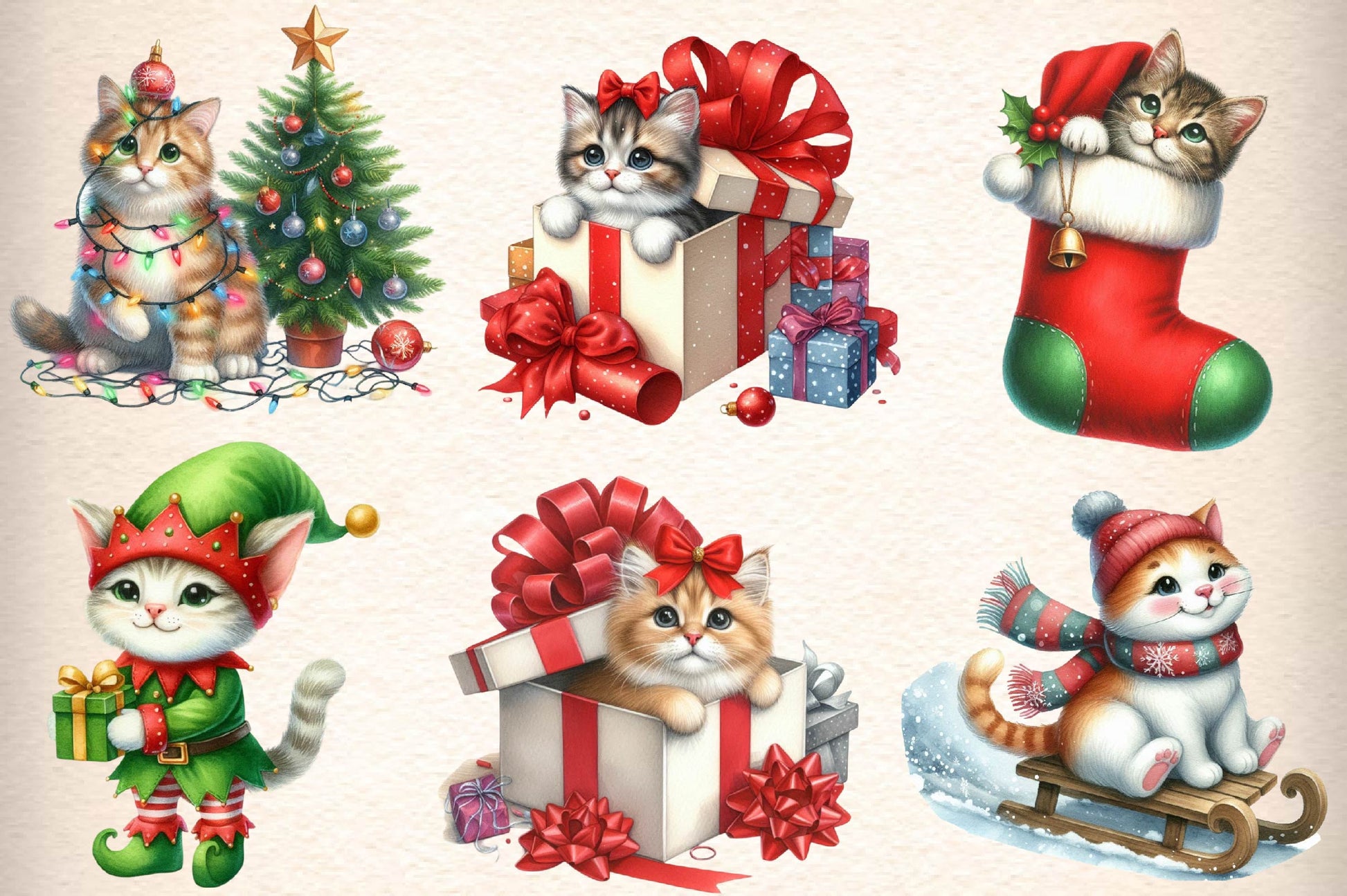 Christmas Cat Clipart Bundle 1 - CraftNest - Digital Crafting and Art