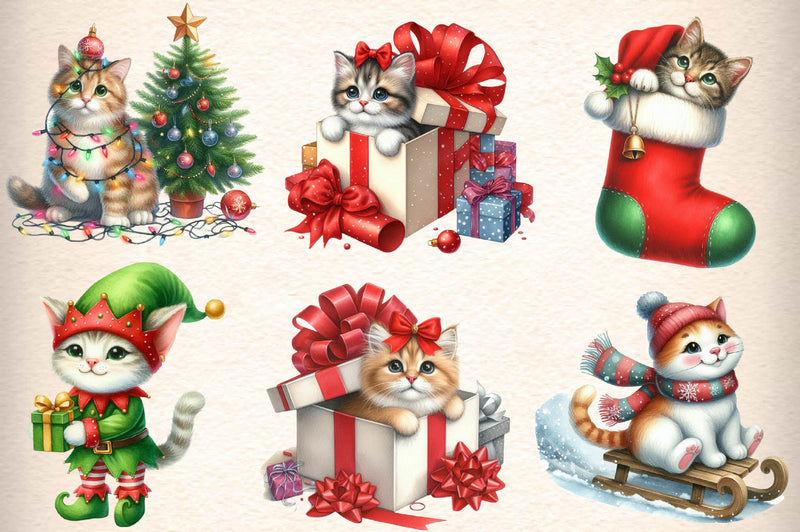 Christmas Cat Clipart Bundle 1 - CraftNest - Digital Crafting and Art