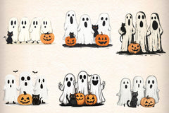 Funny Autumn Ghost Clipart Bundle - CraftNest - Digital Crafting and Art