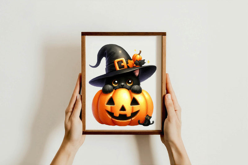 Halloween Black Cat Pumpkin Clipart Bundle - CraftNest - Digital Crafting and Art