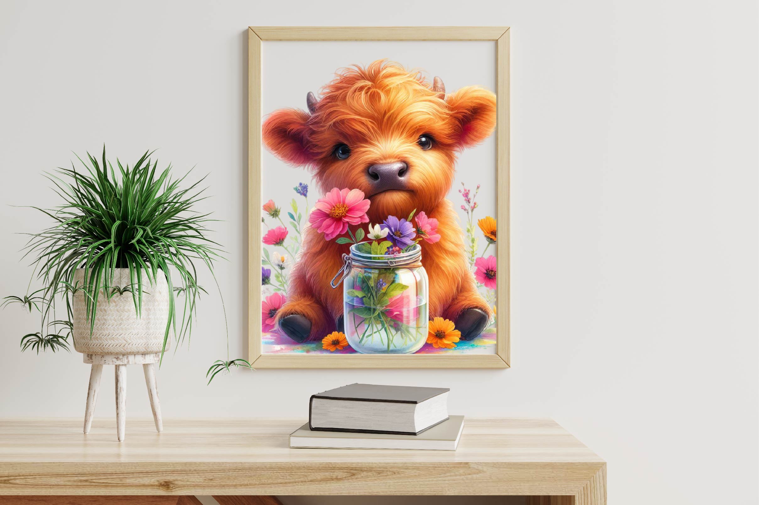 Spring Highland Cow Clipart Bundle 1 - CraftNest - Digital Crafting and Art