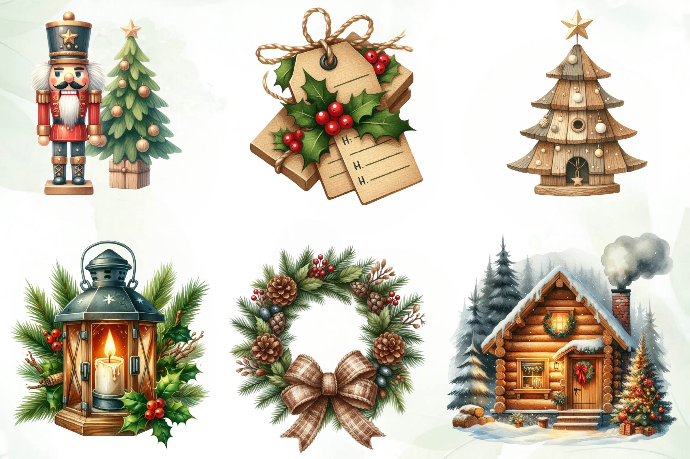 Warm Rustic Christmas Clipart Bundle - CraftNest - Digital Crafting and Art