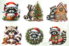 Funny Christmas Raccoon Clipart Bundle - CraftNest - Digital Crafting and Art