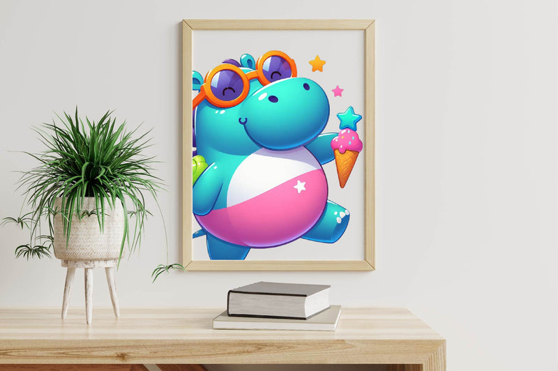 Funny Hippo In Pool Party Clipart Bundle - CraftNest - Digital Crafting and Art