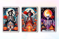 Halloween Floral Skeleton Tarot Card Clipart Bundle - CraftNest - Digital Crafting and Art