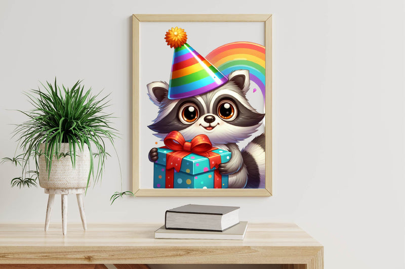 Cute Birthday Raccoons Set Clipart Bundle - CraftNest - Digital Crafting and Art