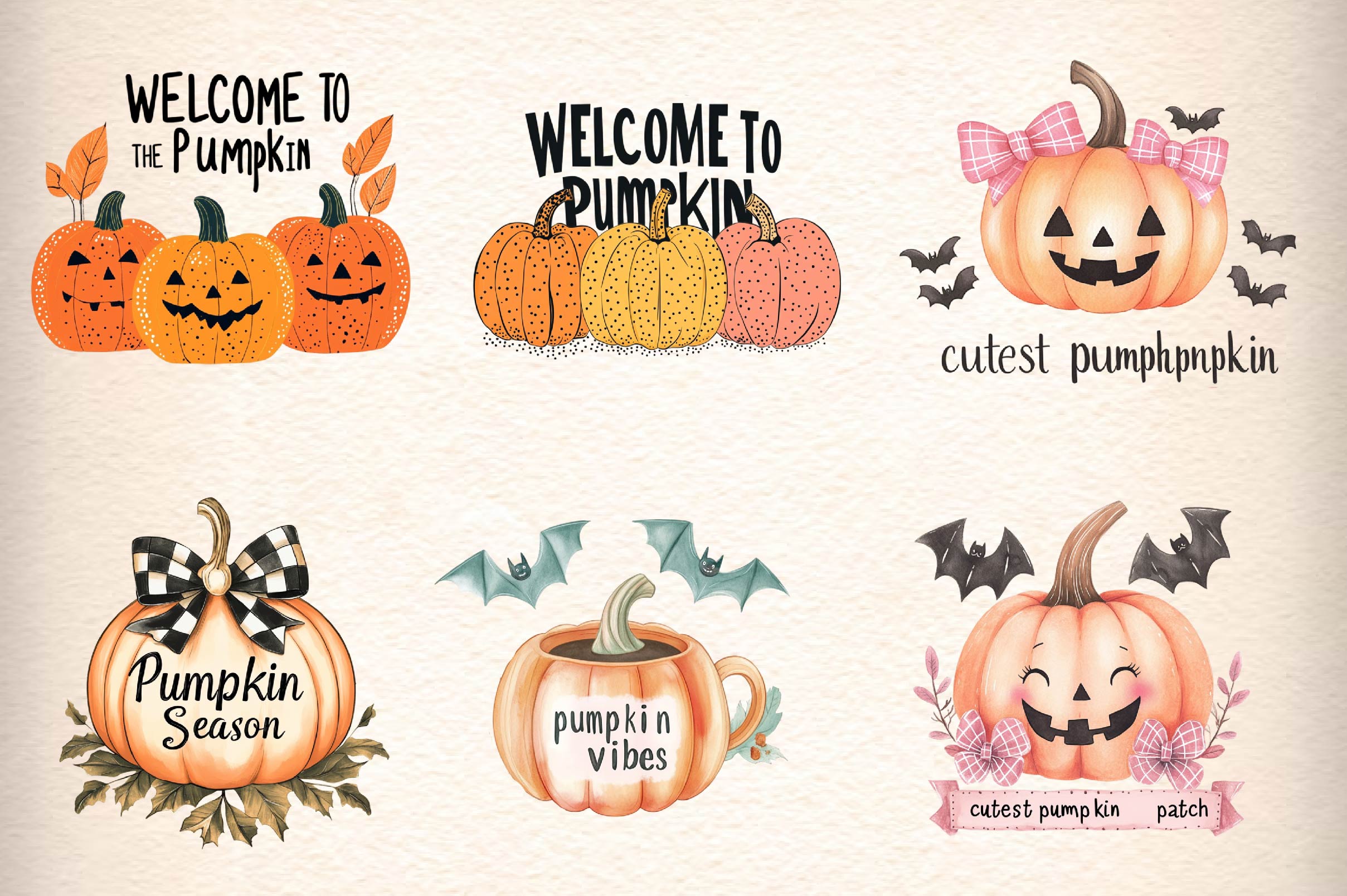 Fall Pumpkin & Halloween Pumpkin Quotes Clipart Bundle - CraftNest - Digital Crafting and Art