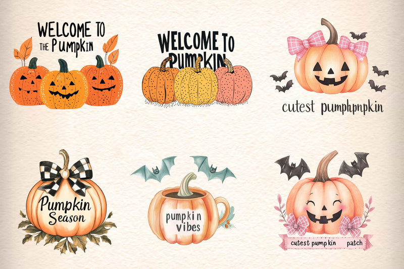 Fall Pumpkin & Halloween Pumpkin Quotes Clipart Bundle - CraftNest - Digital Crafting and Art