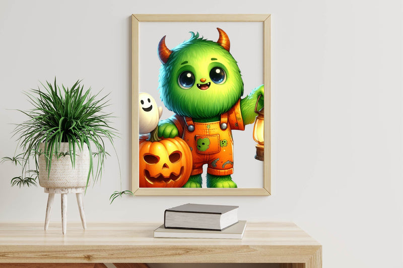 Halloween Little Green Monster Clipart Bundle - CraftNest - Digital Crafting and Art