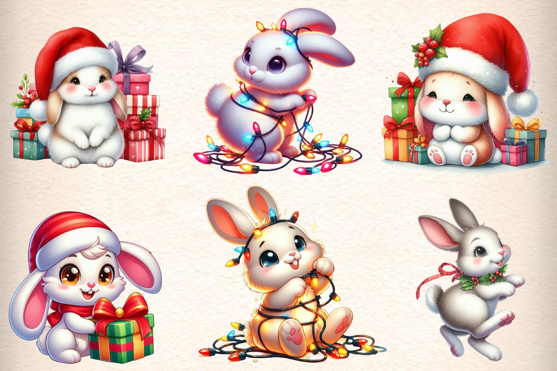 Christmas Bunnies Clipart Bundle - CraftNest - Digital Crafting and Art