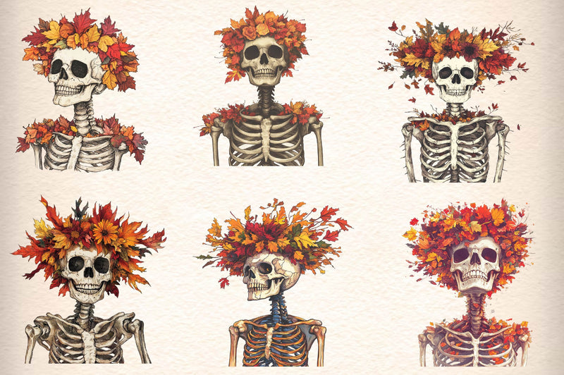 Autumn Skeleton Clipart Bundle - CraftNest - Digital Crafting and Art