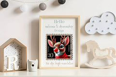 Christmas Reindeer Postage Stamps Clipart Bundle - CraftNest - Digital Crafting and Art