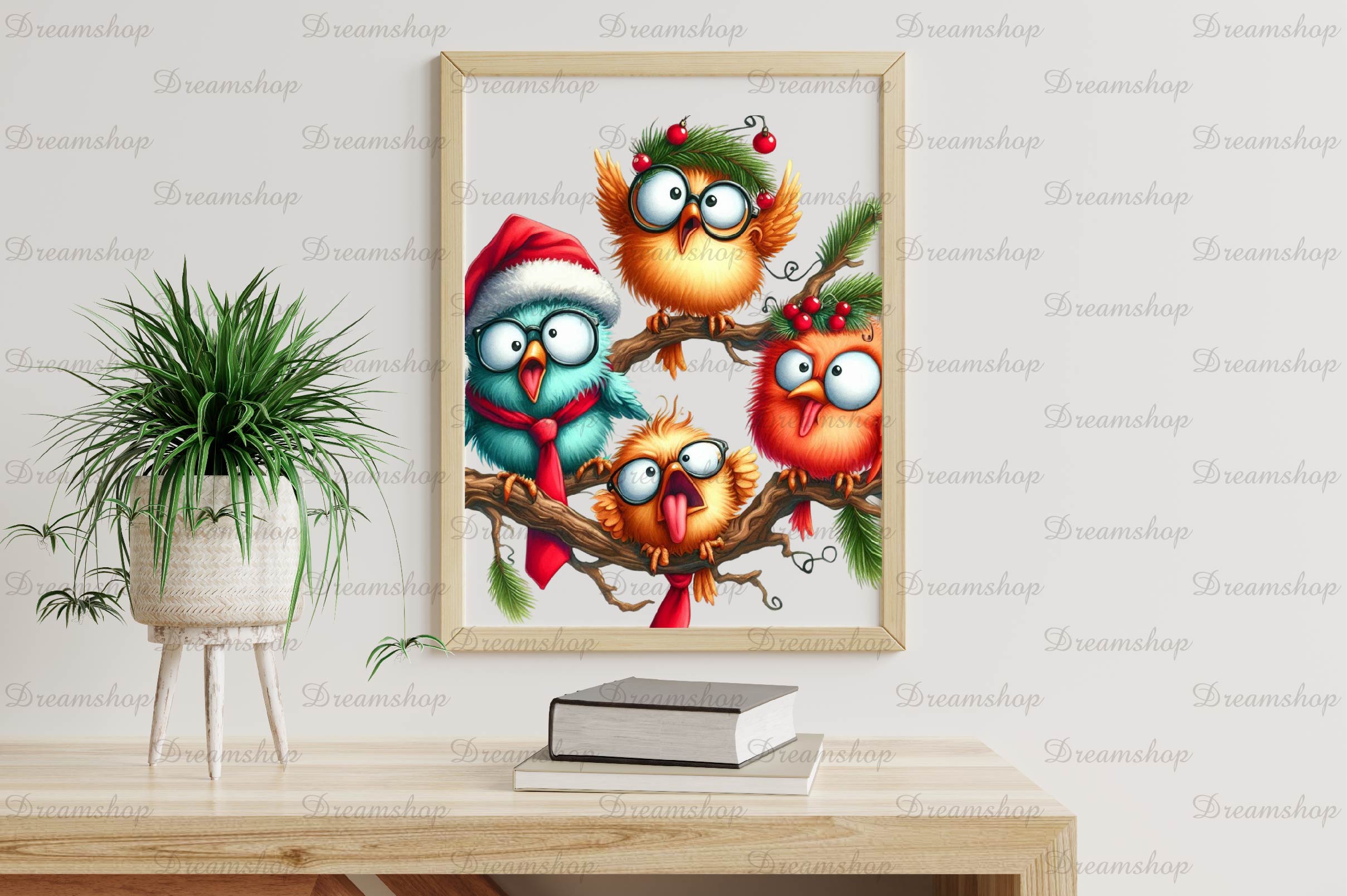 Christmas Funny Birds On Branch Clipart Bundle - CraftNest - Digital Crafting and Art