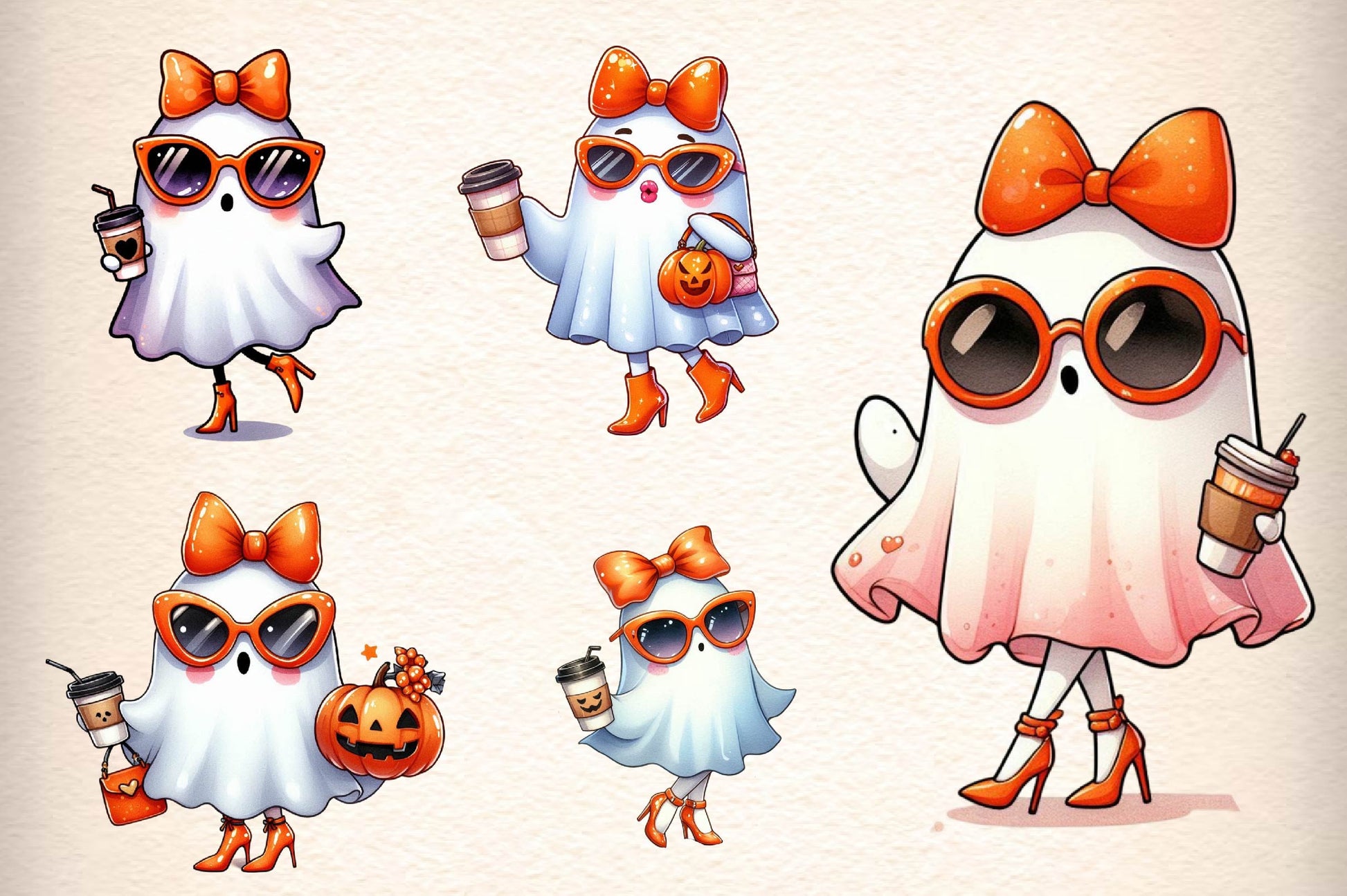 Cute Funny Ghost Cute Halloween Clipart Bundle - CraftNest - Digital Crafting and Art