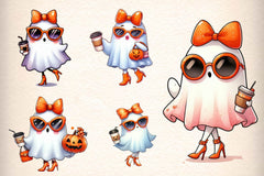 Cute Funny Ghost Cute Halloween Clipart Bundle - CraftNest - Digital Crafting and Art