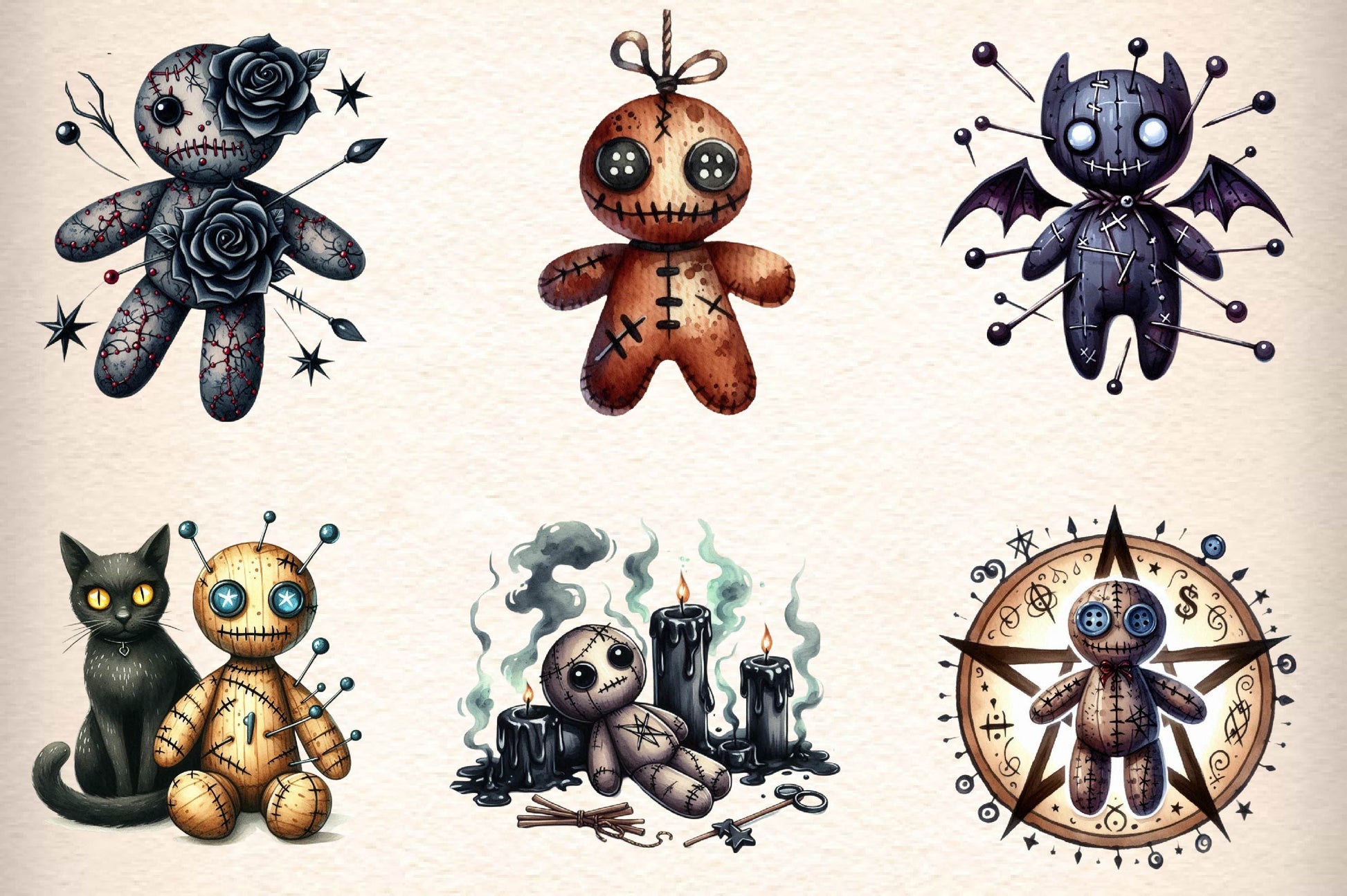 Halloween Gothic Voodoo Doll Clipart Bundle - CraftNest - Digital Crafting and Art