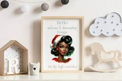1950s Vintage Christmas Pin Up Girl Clipart Bundle - CraftNest - Digital Crafting and Art