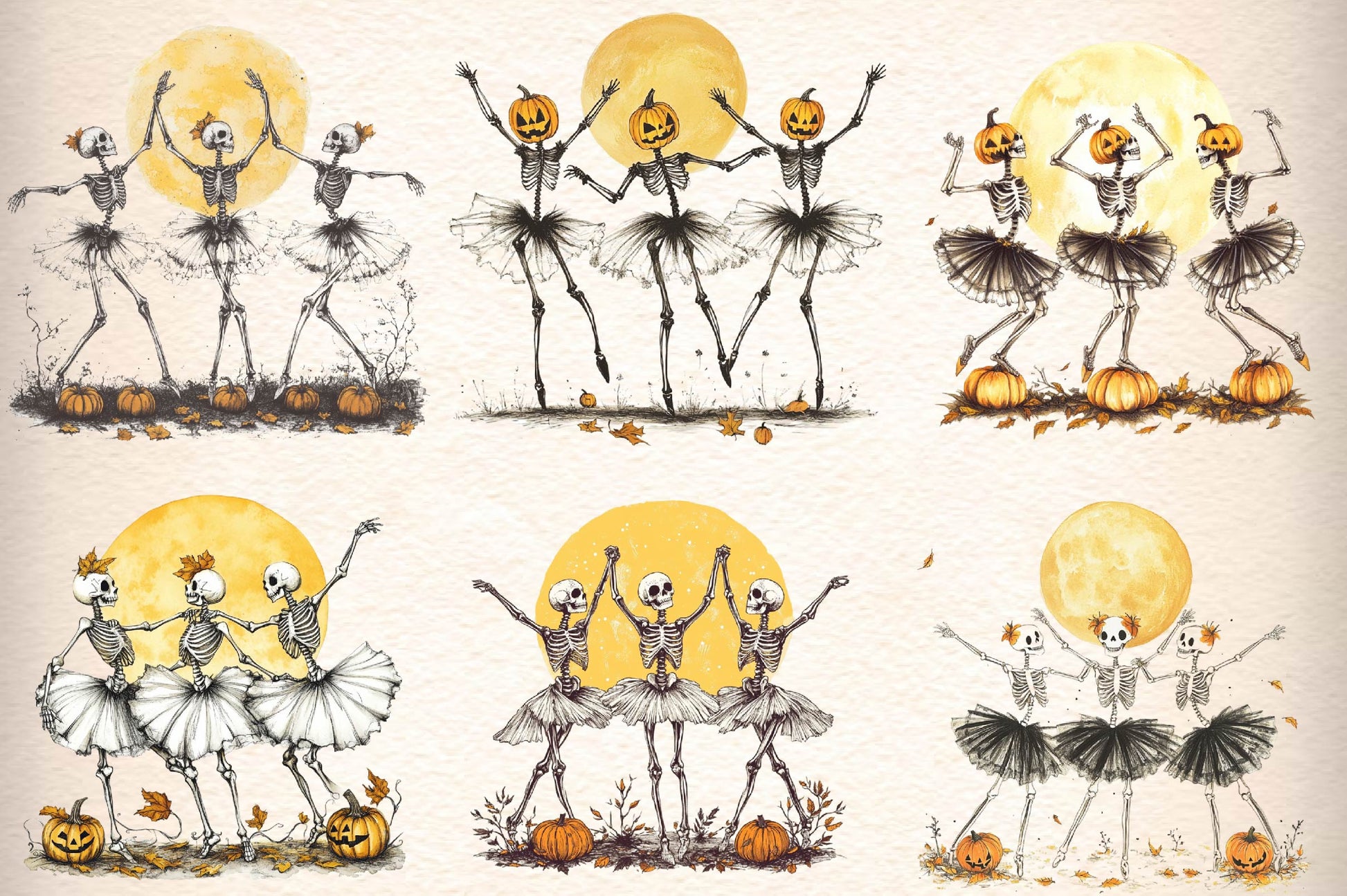 Autumn Dancing Skeleton Clipart Bundle - CraftNest - Digital Crafting and Art