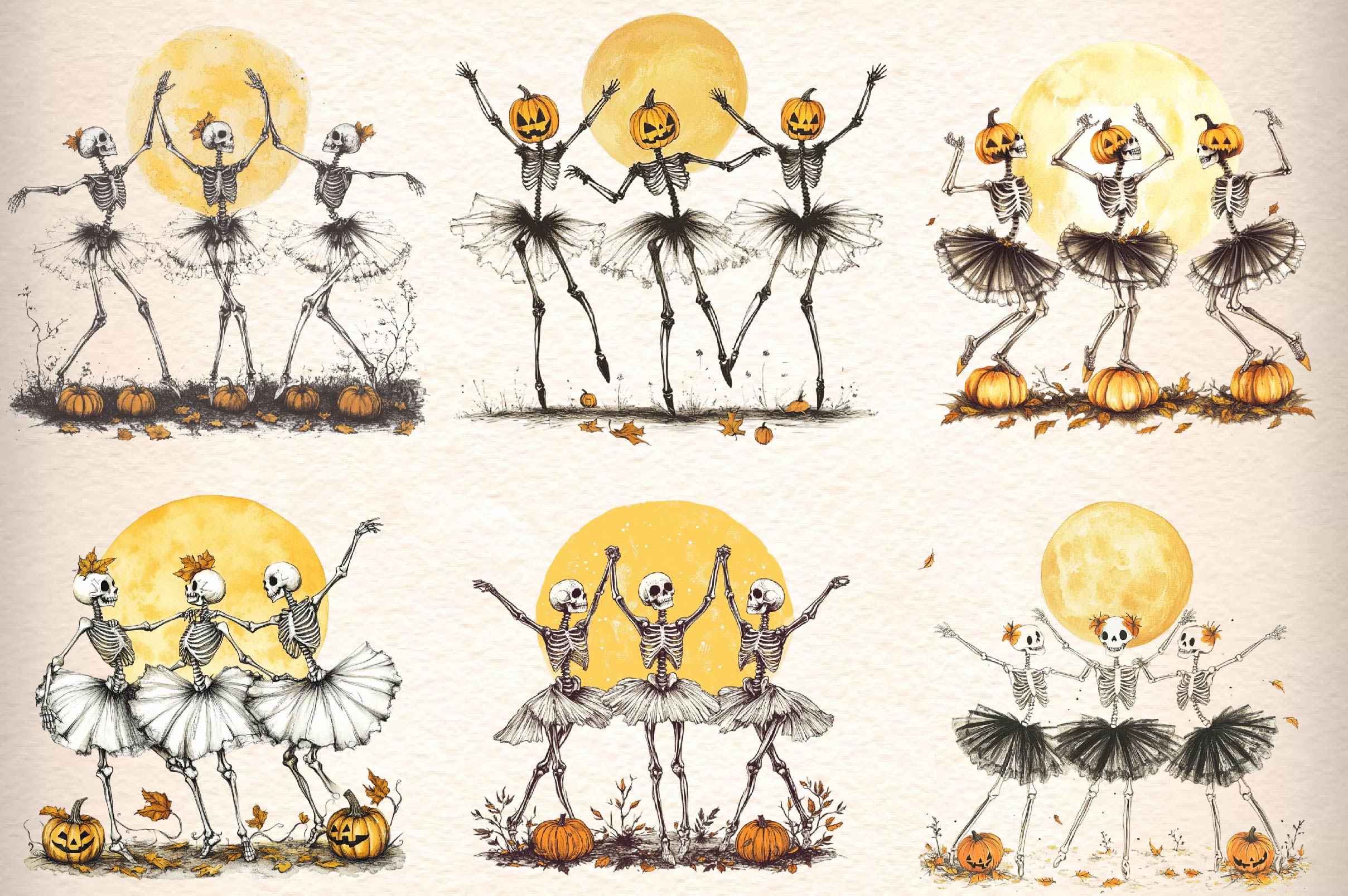 Autumn Dancing Skeleton Clipart Bundle - CraftNest - Digital Crafting and Art