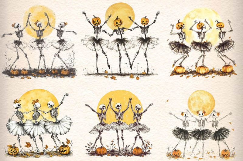Autumn Dancing Skeleton Clipart Bundle - CraftNest - Digital Crafting and Art