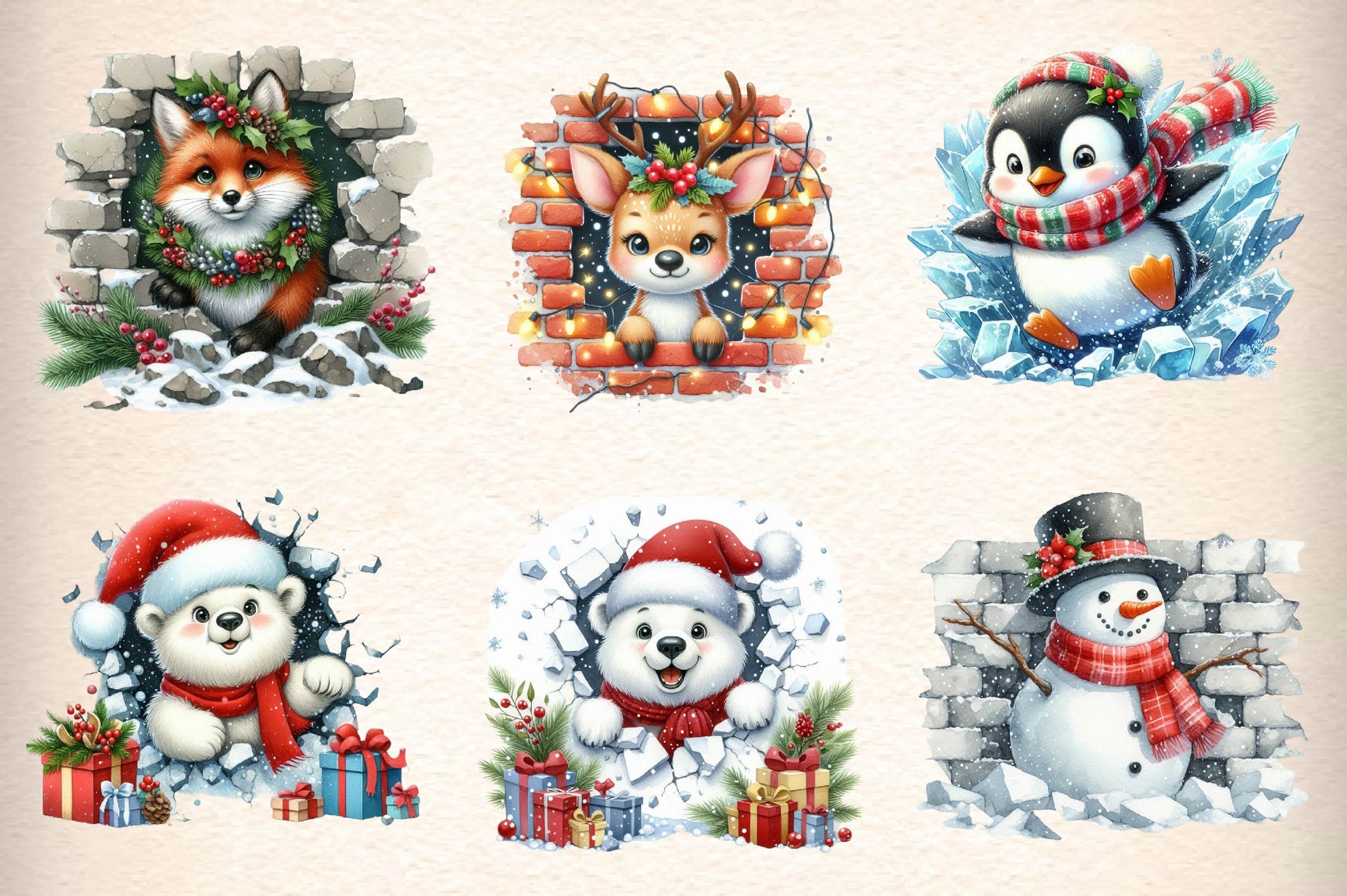 Broken Wall Christmas Clipart Bundle - CraftNest - Digital Crafting and Art