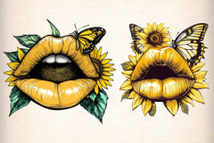 Yellow Lips Clipart Bundle - CraftNest - Digital Crafting and Art