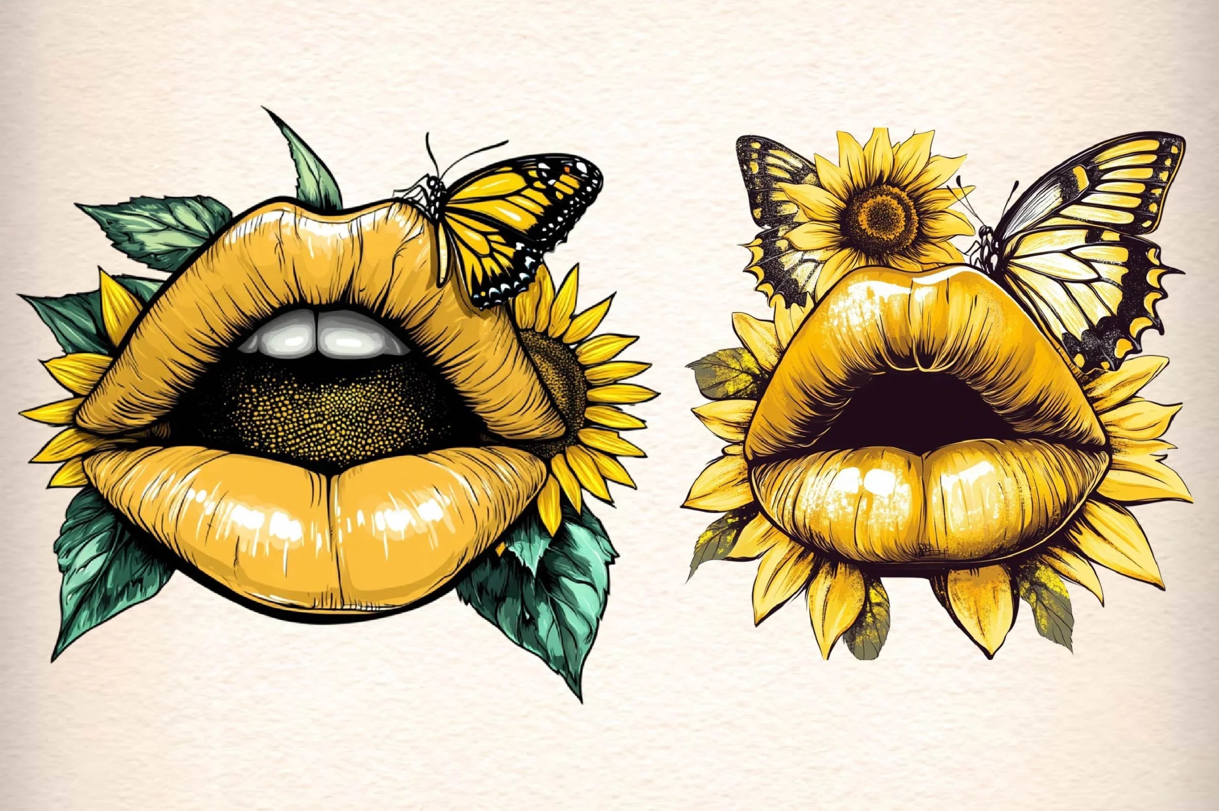 Yellow Lips Clipart Bundle - CraftNest - Digital Crafting and Art