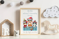 Christmas Cat On Fence Clipart Bundle - CraftNest - Digital Crafting and Art