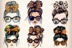Messy Bun Halloween Clipart Bundle - CraftNest - Digital Crafting and Art