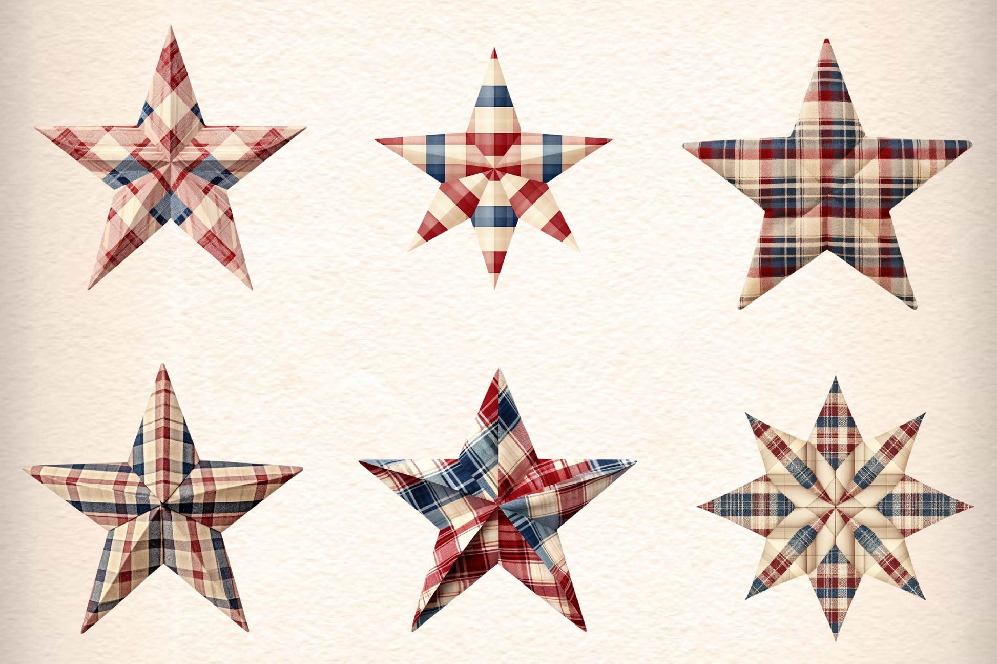 Americana Plaid Star Clipart Bundle - CraftNest - Digital Crafting and Art