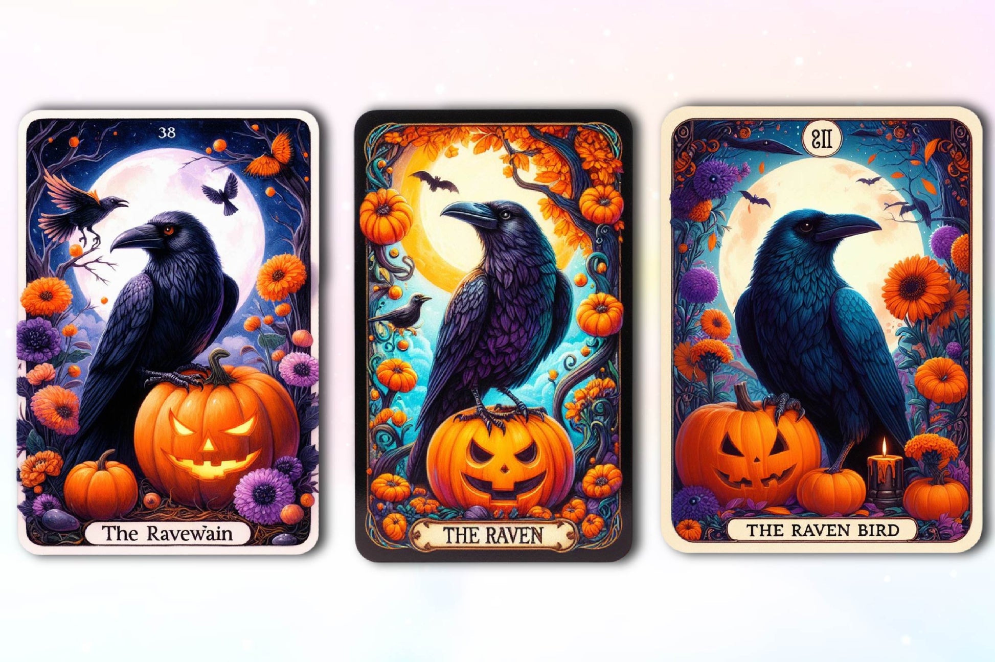 Halloween Raven Bird Tarot Card Clipart Bundle - CraftNest - Digital Crafting and Art