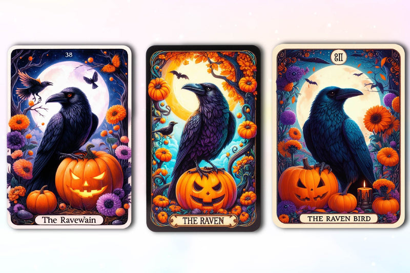 Halloween Raven Bird Tarot Card Clipart Bundle - CraftNest - Digital Crafting and Art