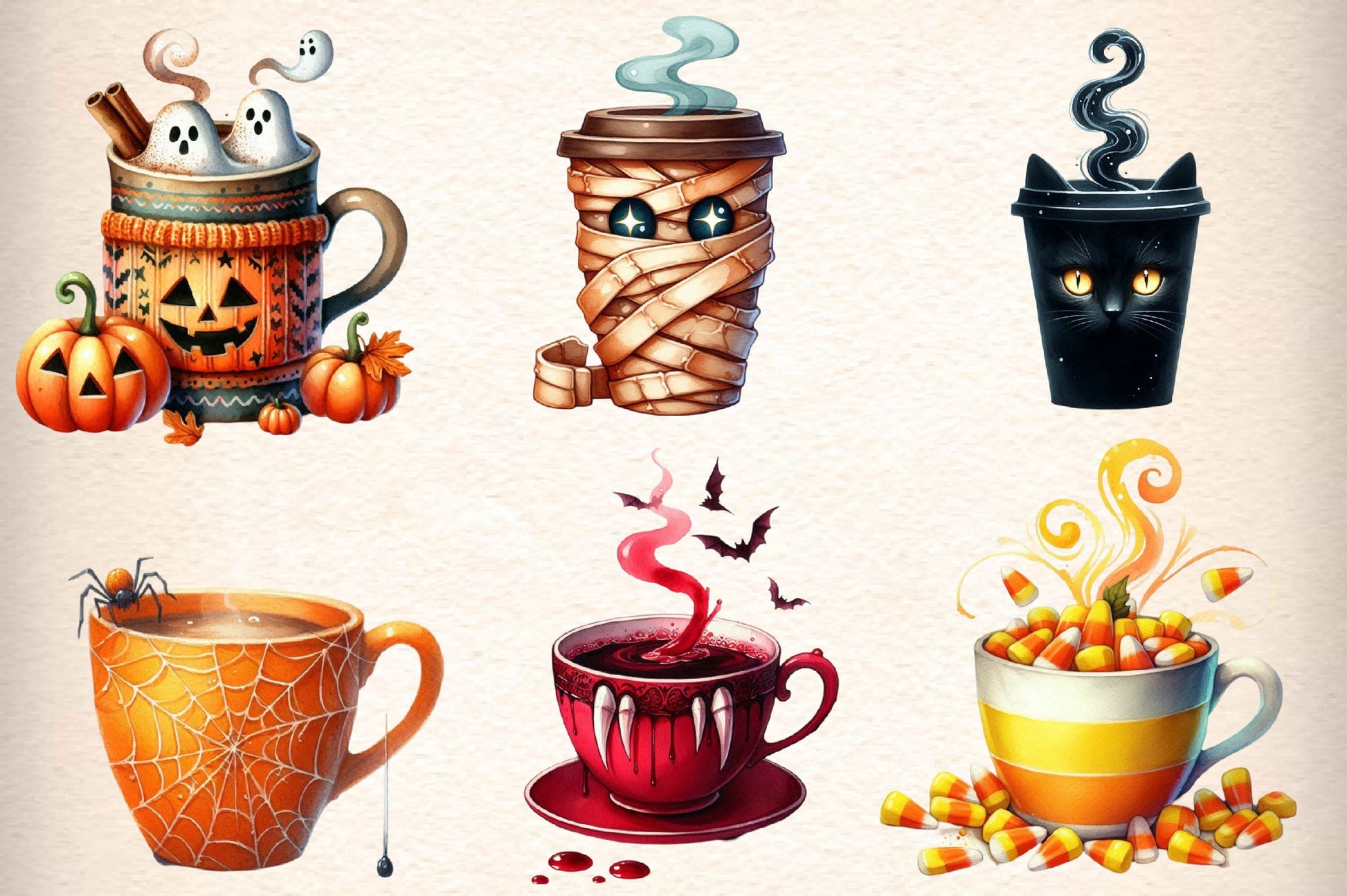 Halloween Coffee Cup Clipart Bundle 1 - CraftNest - Digital Crafting and Art