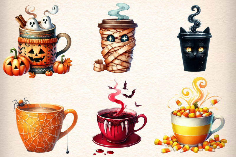 Halloween Coffee Cup Clipart Bundle 1 - CraftNest - Digital Crafting and Art