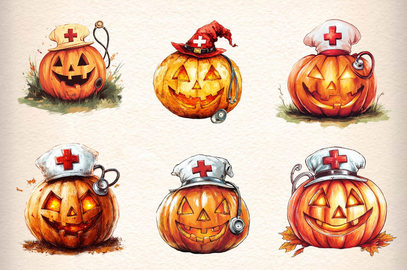 Autumn Nurse Pumpkin Clipart Bundle - CraftNest - Digital Crafting and Art