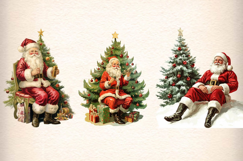 Vintage Christmas Santa Clipart Bundle 3 - CraftNest - Digital Crafting and Art