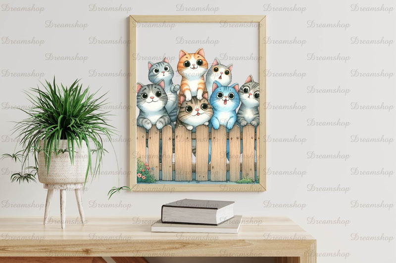Funny Cats On Fence Clipart Bundle - CraftNest - Digital Crafting and Art