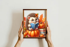 Autumn Cute Hedgehog Clipart Bundle - CraftNest - Digital Crafting and Art