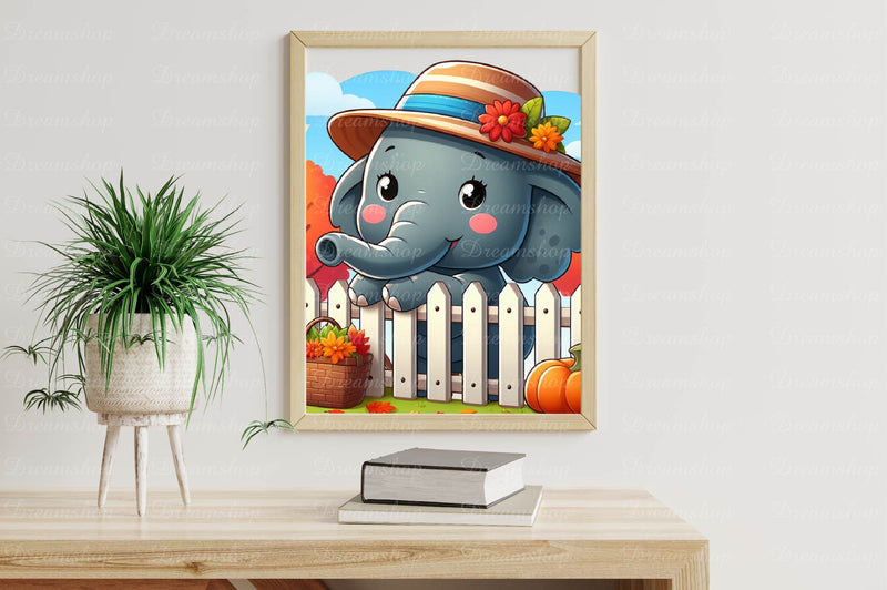 Cute Autumn Elephant Clipart Bundle - CraftNest - Digital Crafting and Art