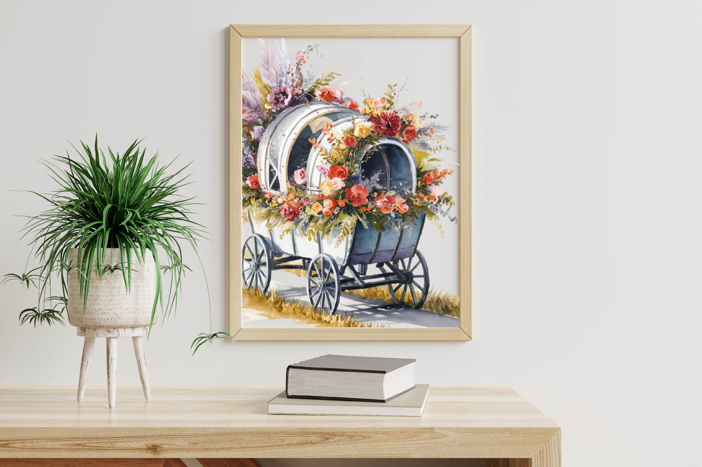 Floral Wooden Wagon Clipart Bundle - CraftNest - Digital Crafting and Art