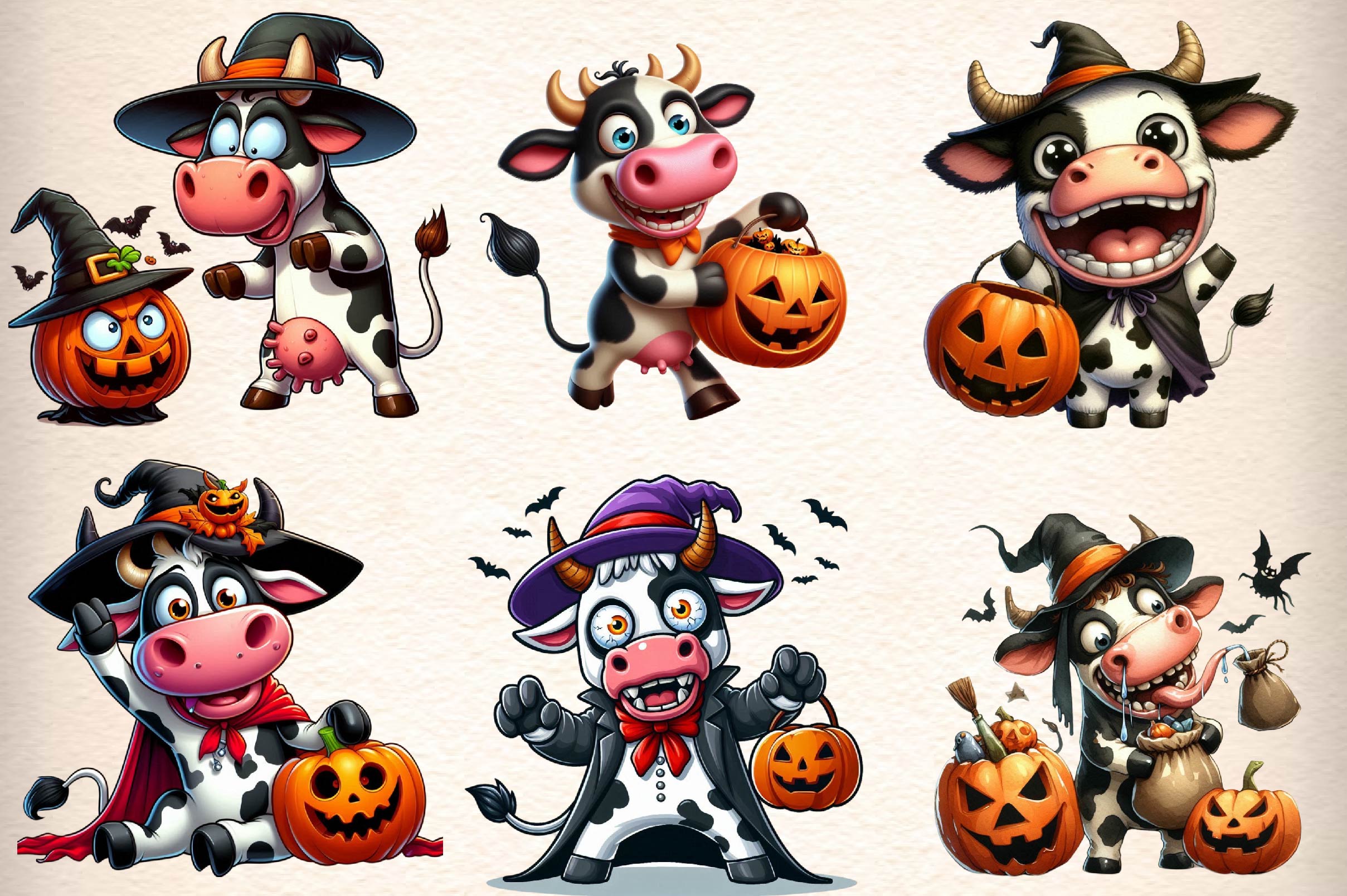 Halloween Cow Clipart Bundle - CraftNest - Digital Crafting and Art