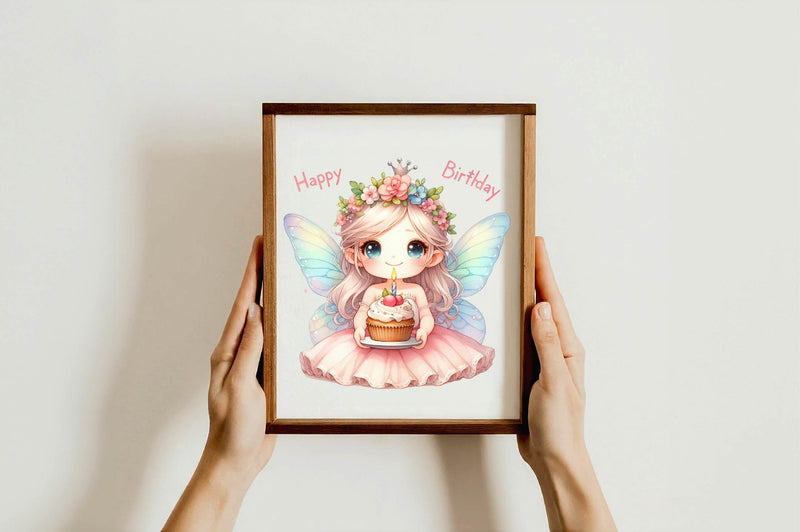 Cute Fairy Happy Birthday Clipart Bundle - CraftNest - Digital Crafting and Art