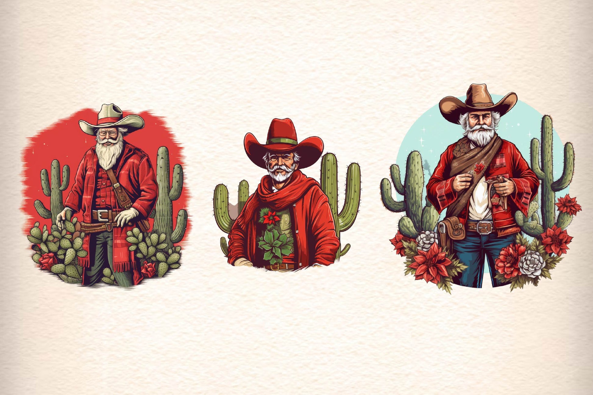Vintage Western Cowboy Santa Clipart Bundle - CraftNest - Digital Crafting and Art