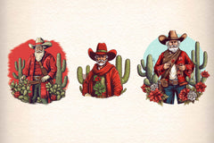 Vintage Western Cowboy Santa Clipart Bundle - CraftNest - Digital Crafting and Art