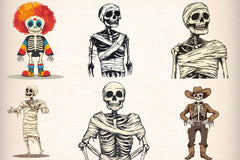 Funny Halloween Skeletons Clipart Bundle - CraftNest - Digital Crafting and Art