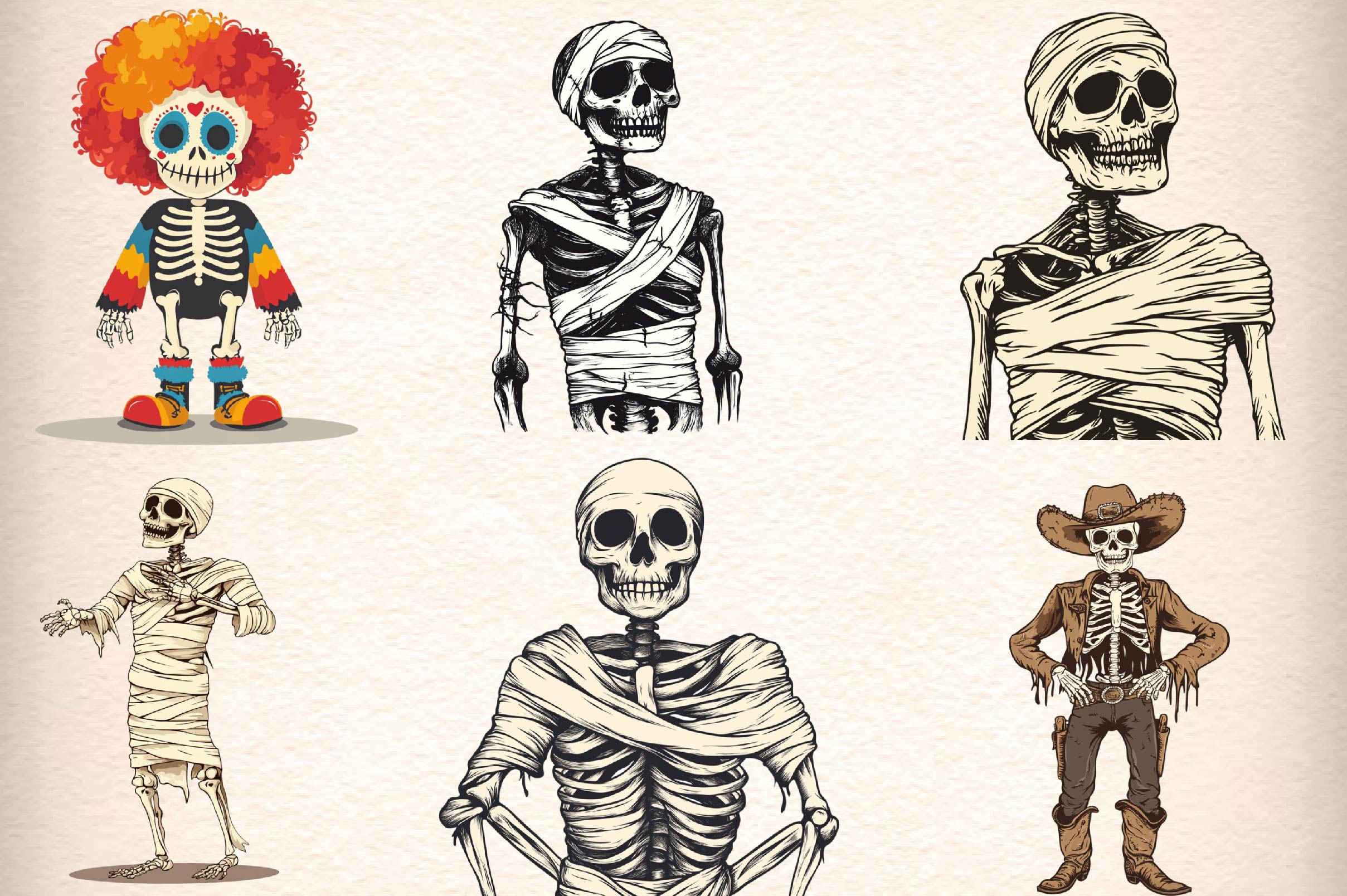 Funny Halloween Skeletons Clipart Bundle - CraftNest - Digital Crafting and Art