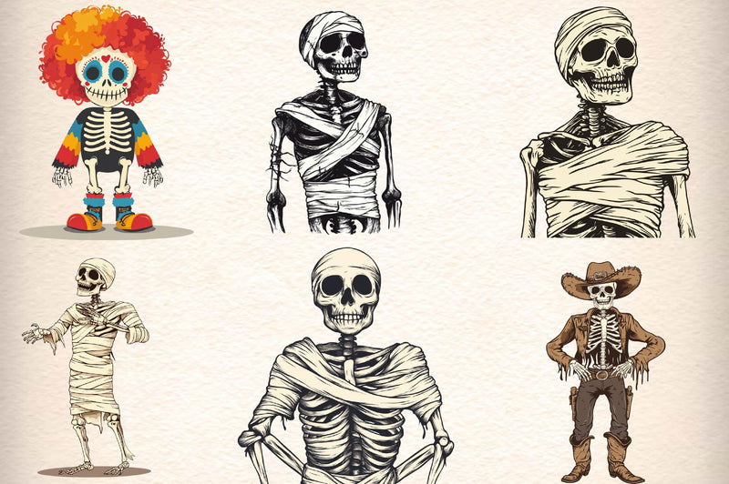 Funny Halloween Skeletons Clipart Bundle - CraftNest - Digital Crafting and Art