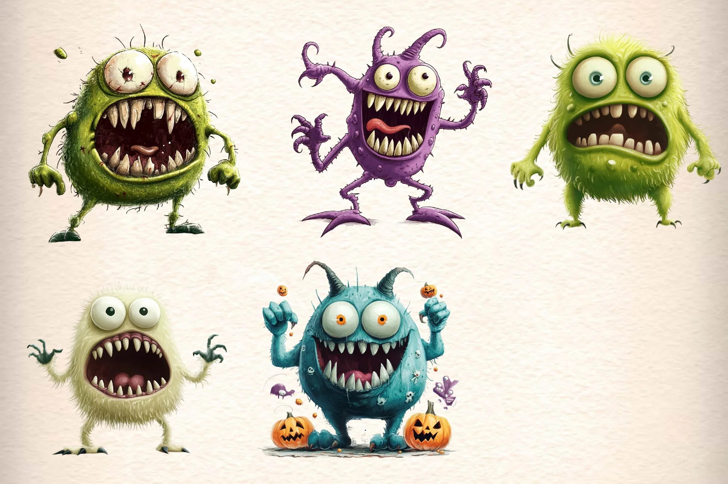 Cute Halloween Monsters Clipart Bundle - CraftNest - Digital Crafting and Art